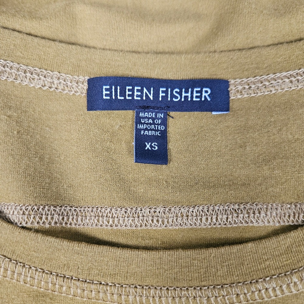 Eileen Fisher Women's XS Top Long Sleeve High Low Exposed Seams Mustard Yellow - Picture 3 of 7